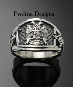 Masonic Scottish Rite Shriner Ring in Sterling Silver ~ Cigar Band Style 052b