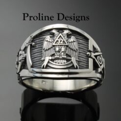 Masonic Scottish Rite Shriner Ring in Sterling Silver ~ Cigar Band Style 052b