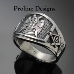 Masonic Scottish Rite Shriner Ring in Sterling Silver ~ Cigar Band Style 052b