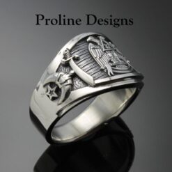 Masonic Scottish Rite Shriner Ring in Sterling Silver ~ Cigar Band Style 052b