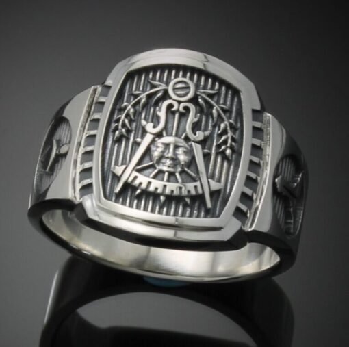 Masonic Past Master Ring in Sterling Silver ~ Cigar Band Style 021PM