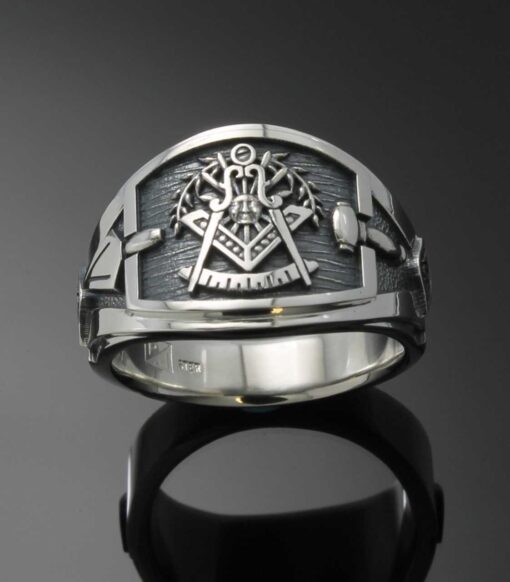 Cigar Band Past Master Ring in Sterling Silver ~ Style 027PM