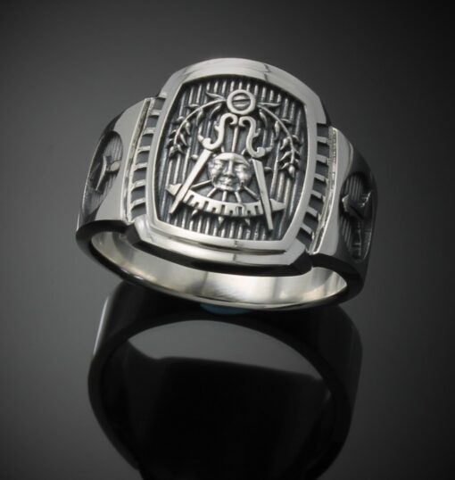Masonic Past Master Ring in Sterling Silver ~ Cigar Band Style 021PM