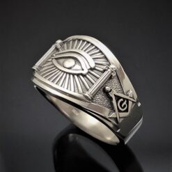 Masonic Seeing Eye Ring in Sterling Silver ~ Cigar Band Style 048