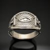 Masonic Seeing Eye Ring in Sterling Silver ~ Cigar Band Style 048