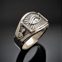 Masonic Seeing Eye Ring in Sterling Silver ~ Cigar Band Style 048