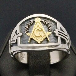 Masonic Ring in Sterling Silver and 18k gold