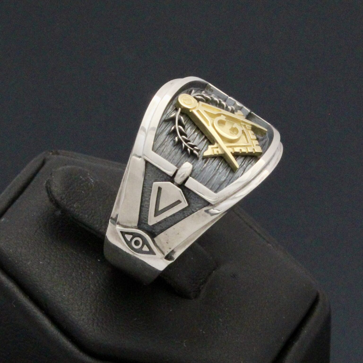 Masonic Ring in Sterling Silver and 18k gold
