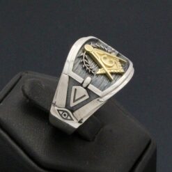 Masonic Ring in Sterling Silver and 18k gold
