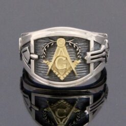 Masonic Ring in Sterling Silver and 18k gold
