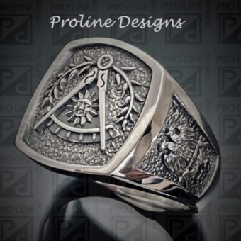 Past Master Scottish Rite Ring in Sterling Silver with Oxidized Finish ~ Style 008s