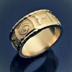 Handmade Masonic Blue Lodge Eternity Band Ring in 14k Gold