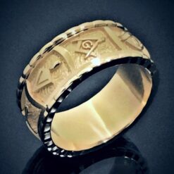 Handmade Masonic Blue Lodge Eternity Band Ring in 14k Gold