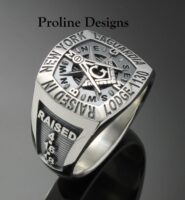 Custom Bezel Masonic Ring in Sterling Silver ~ Cigar Band Style 060C side view