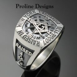Custom Bezel Masonic Ring in Sterling Silver ~ Cigar Band Style 060C side view