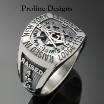 Custom Bezel Masonic Ring in Sterling Silver ~ Cigar Band Style 060C side view