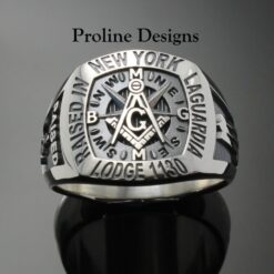 Custom Bezel Masonic Ring in Sterling Silver ~ Cigar Band Style 060C