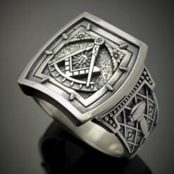 Stylish Past Master Ring in Sterling Silver- side detail of gavel