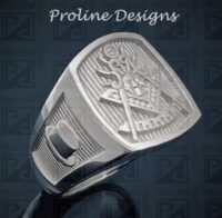 Past Master Masonic Ring in Sterling Silver with Polished Finish ~ Style 008