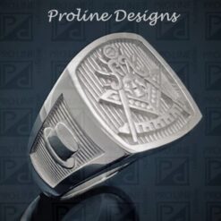 Past Master Masonic Ring in Sterling Silver with Polished Finish ~ Style 008