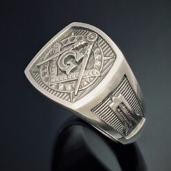 Moral Compass Masonic Ring in Sterling Silver ~ style 042a