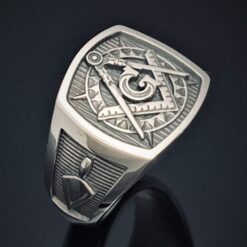 Moral Compass Masonic Ring in Sterling Silver ~ style 042a