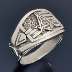 American Flag Masonic Ring in Sterling Silver ~ Style 027a flag