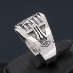 American Flag Masonic Ring in Sterling Silver ~ Style 027a flag