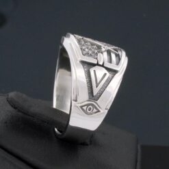 American Flag Masonic Ring in Sterling Silver ~ Style 027a flag