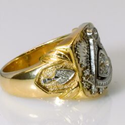 vintage past master gold ring, side view