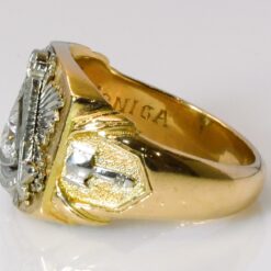 vintage past master gold ring, side view
