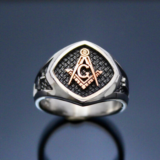 Masonic “Woven In Brotherhood” Blue Lodge Ring in Sterling Silver and gold