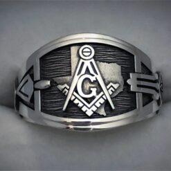 Texas State Mason Ring in Sterling Silver ~ Style 027a-TX