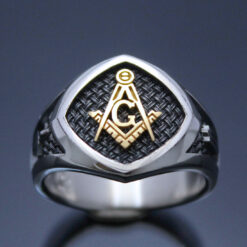 Masonic “Woven In Brotherhood” Blue Lodge Ring in Sterling Silver and 18k gold