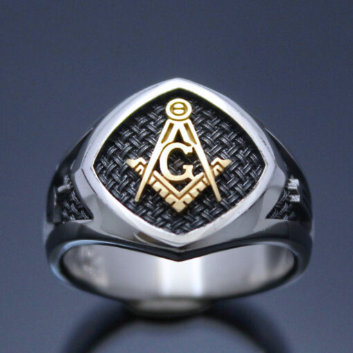 Masonic “Woven In Brotherhood” Blue Lodge Ring in Sterling Silver and 18k gold