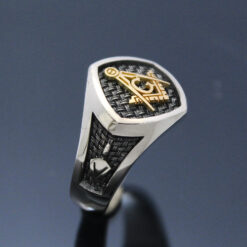 Masonic “Woven In Brotherhood” Blue Lodge Ring in Sterling Silver and gold