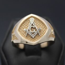 14k Gold “Woven In Brotherhood” Two-Tone Masonic Ring