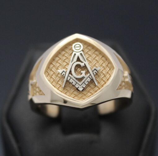14k Gold “Woven In Brotherhood” Two-Tone Masonic Ring
