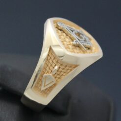 14k Gold “Woven In Brotherhood” Two-Tone Masonic Ring