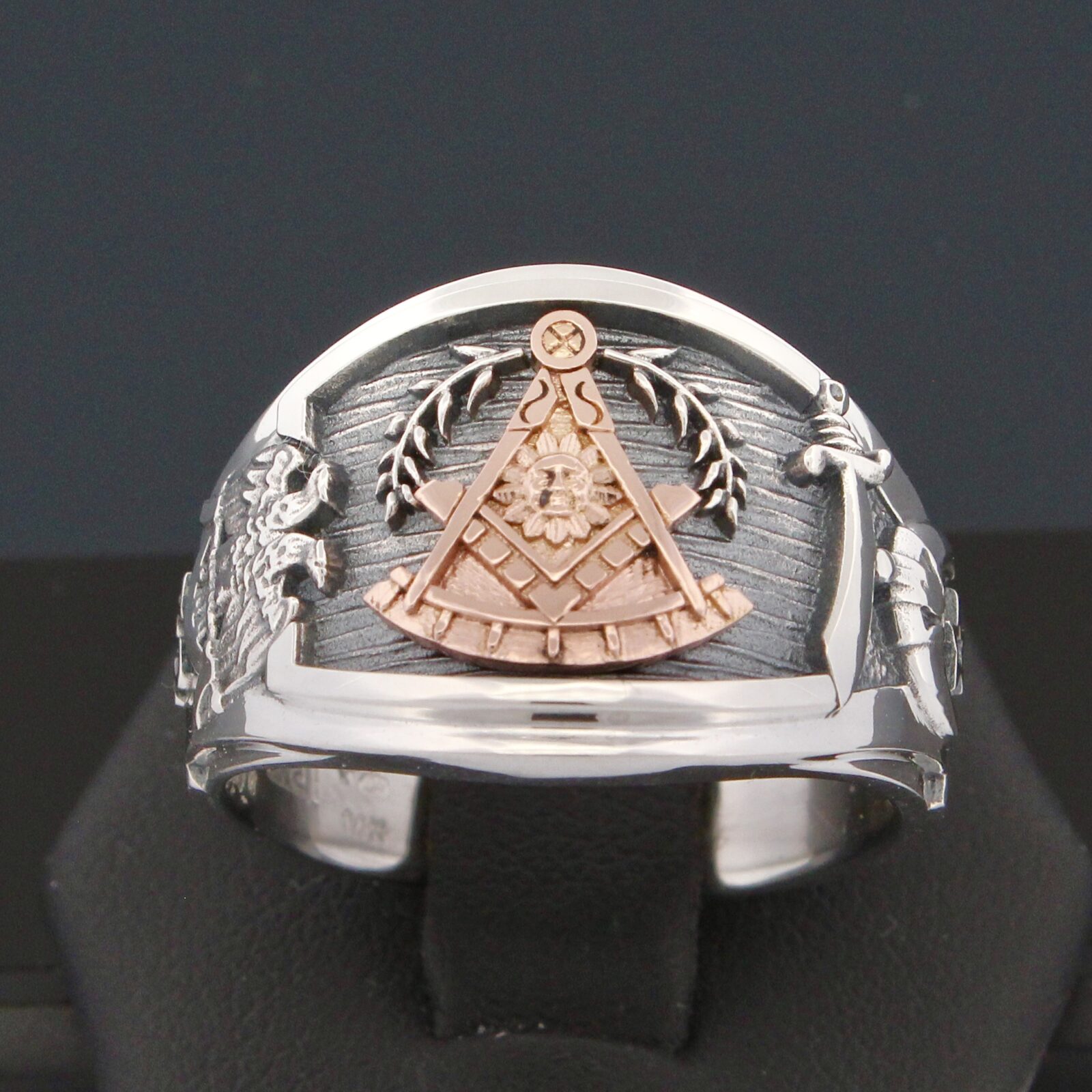 Past Master Scottish Rite and Shriner Ring in Sterling Silver and 18k gold