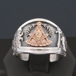 Past Master Scottish Rite and Shriner Ring in Sterling Silver and 18k gold
