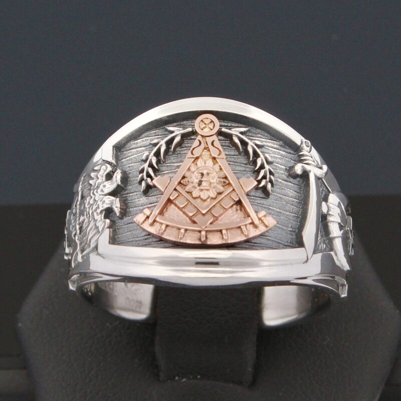 Past Master Scottish Rite and Shriner Ring in Sterling Silver and 18k gold
