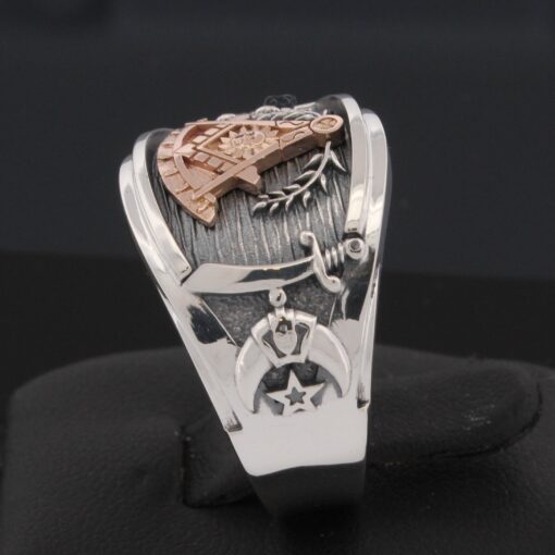 Past Master Scottish Rite and Shriner Ring in Sterling Silver and 18k gold