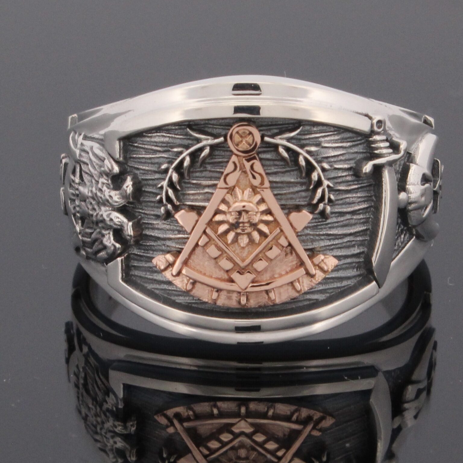 Silver Scottish Rite Rings Past Master Scottish Rite and Shriner Ring in Sterling Silver and 18k ...