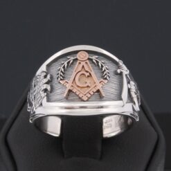 Blue Lodge, Scottish Rite and Shriner Ring in Sterling Silver and 18k gold