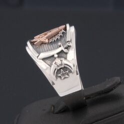 Blue Lodge, Scottish Rite and Shriner Ring in Sterling Silver and 18k gold