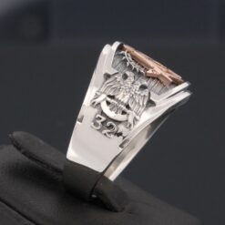 Blue Lodge, Scottish Rite and Shriner Ring in Sterling Silver and 18k gold