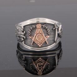 Blue Lodge, Scottish Rite and Shriner Ring in Sterling Silver and 18k gold