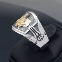 Texas Mason Ring in Sterling Silver and Gold
