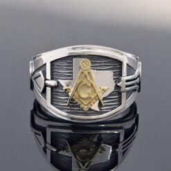 Texas Mason Ring in Sterling Silver and Gold